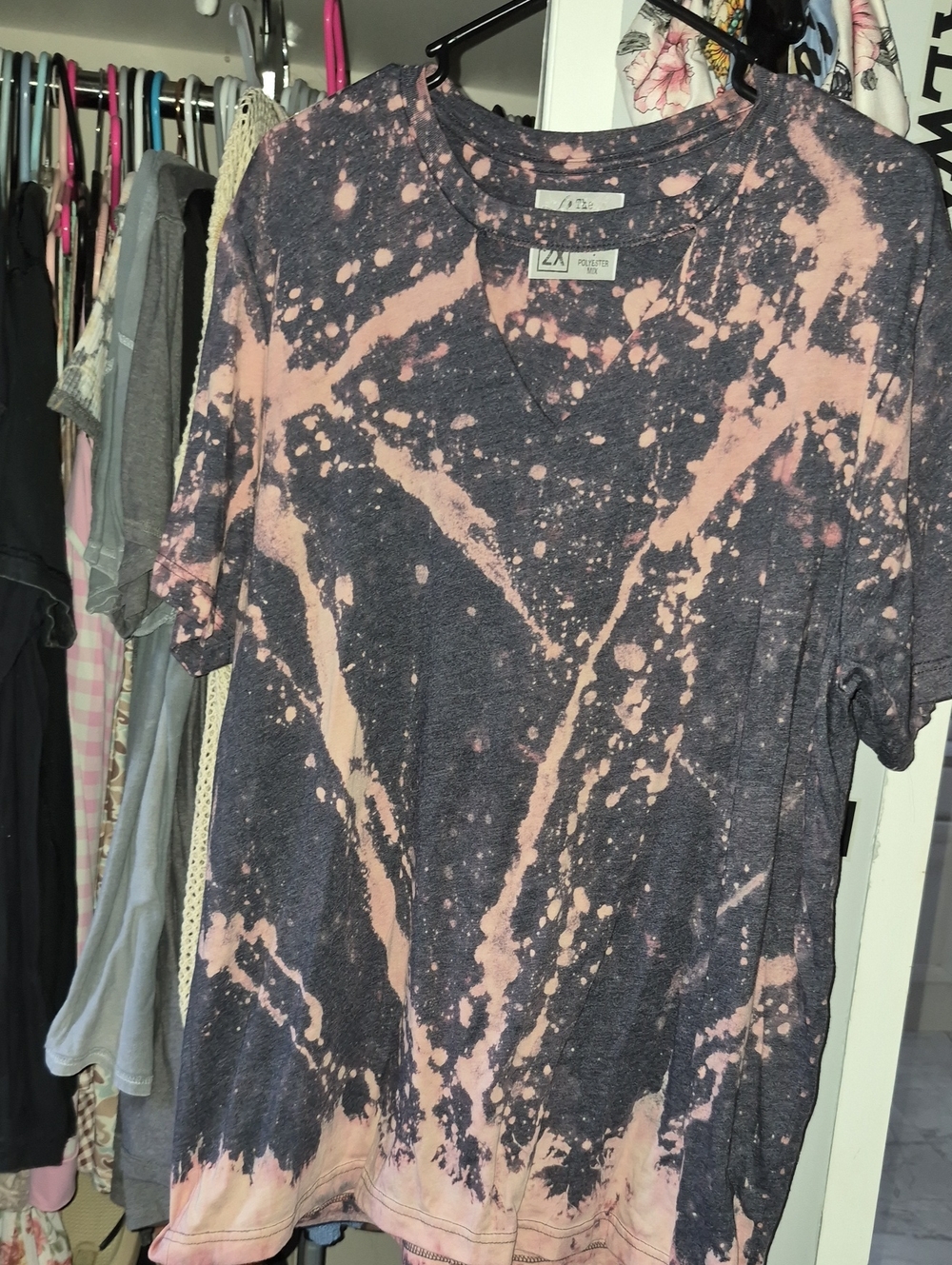 Soft Tie-Dye Short Sleeve Tee - Pink on Charcoal Altered Goat Brand 2xl